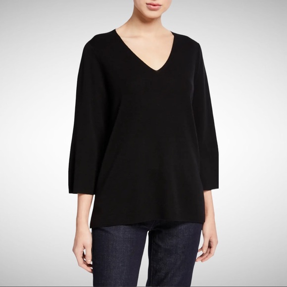 Eileen Fisher Superfine Merino Wool V-Neck Sweater Light Blue XS NWOT - Picture 9 of 10